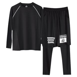 胖童紧身衣中大童跑步篮球足球速干衣加肥大码男孩长袖训练服套装