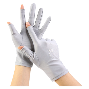 防晒手套女夏薄款开车骑行采茶美甲外卖透气遮阳露指春秋两指触屏