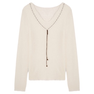 【博主同款】HPLY荷比俪2026春新款绵羊毛牦牛绒V领休闲羊毛衫