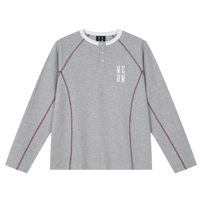 MEDM简约华夫格休闲亨利领T恤