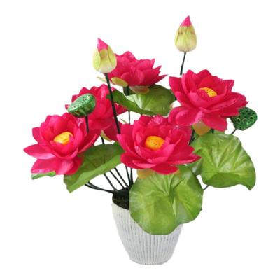 荷花供佛佛前绢花寺庙还愿花