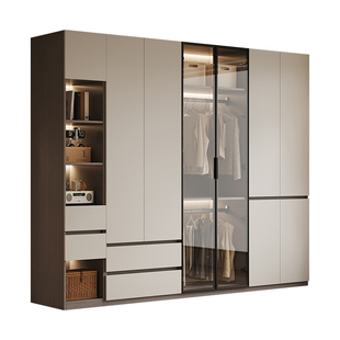 莫干山欧松板衣柜家用卧室2026新款爆款玻璃平开门实木衣橱包安装