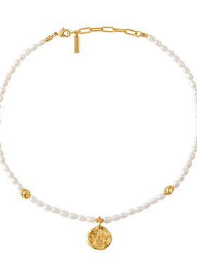 PEACHSTATE复古星币珍珠项链