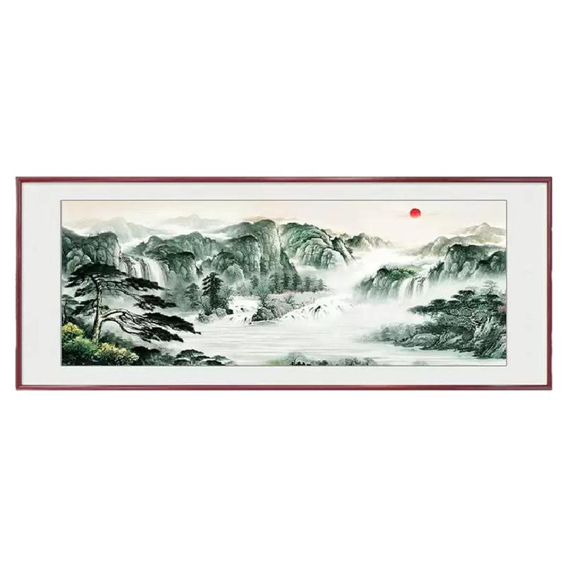 旭日东升客厅装饰画沙发山水字画