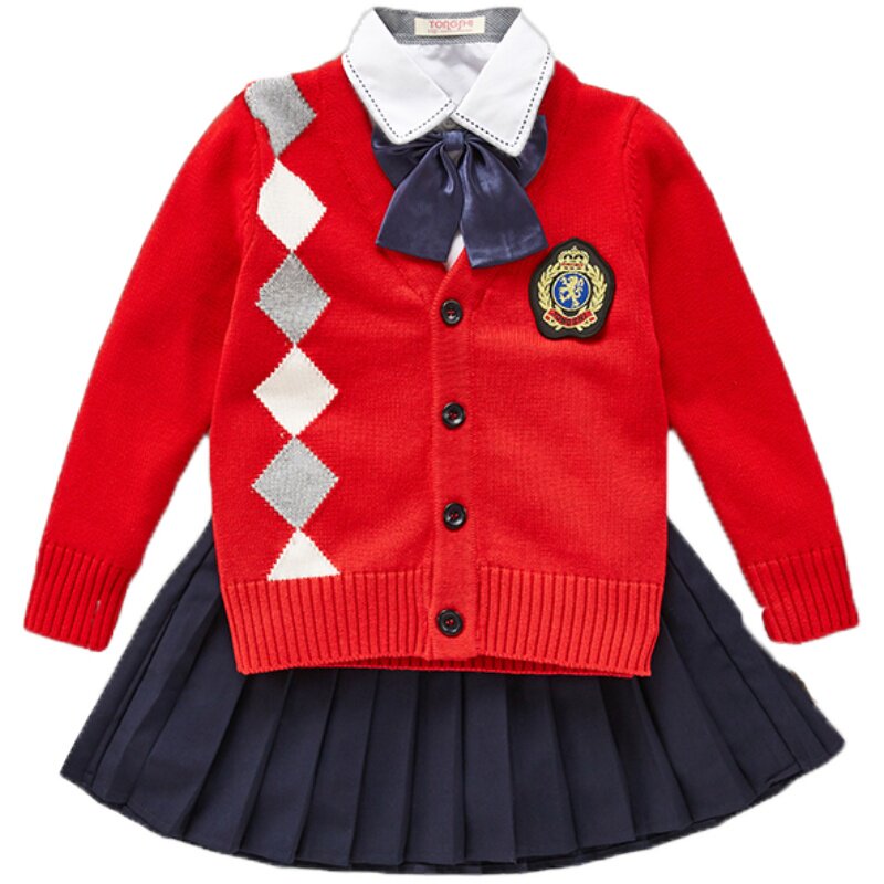 英伦风校服春秋冬装班服针织深圳