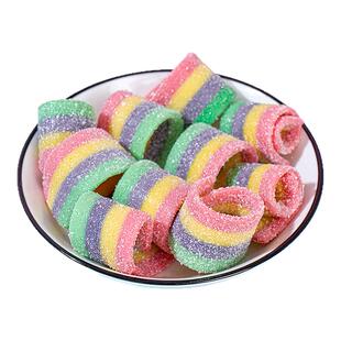 蜡笔小新50条彩虹软糖酸条橡皮糖儿童糖果零食添加原果汁婚庆喜糖