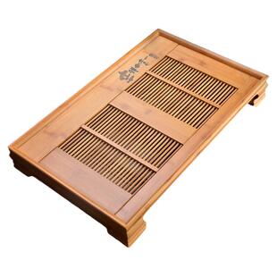 茗匠茶具竹制茶盘储水排水抽屉式两用带茶杯架茶海中大号茶托盘