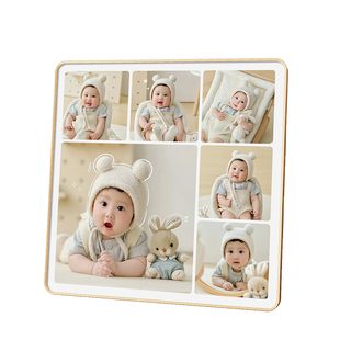 儿童照片定制水晶摆台打印九宫格相框挂墙宝宝相片制作摆件高级感