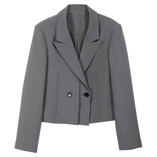 达佳诗灰色西装外套女款气质高级感通勤面试西服重要场合职业套装