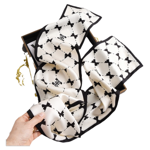 长条丝巾真丝围巾女士2026新款窄薄系脖高级感杭州高端搭配西装的