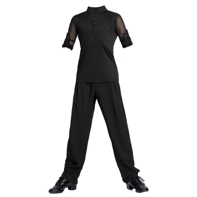男童拉丁舞服男孩舞蹈训练功服装长短袖上衣专业考级标准长裤体型