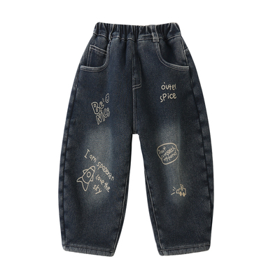 男童羊羔绒牛仔裤2025新款中小童