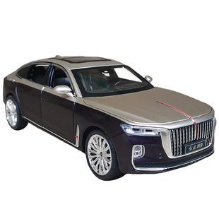 红旗h9合金汽车模型转向避震仿真1:24国产轿车摆件儿童玩具车男孩