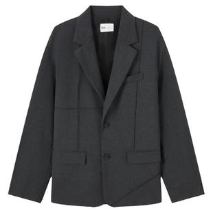 流石男装秋装宽松平驳领西服2026年春季男士设计休闲宽松西装外套