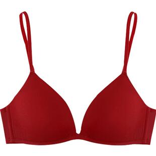 好奇蜜斯红色内衣女小胸聚拢无痕结婚马年本命年文胸套装性感胸罩