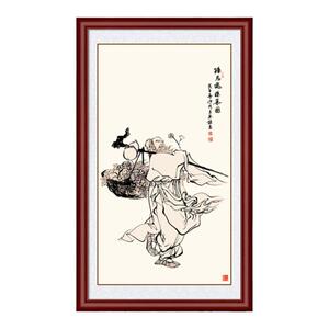 医药学家造像挂画药王孙思邈画像国画千金方采药图李时珍装饰画