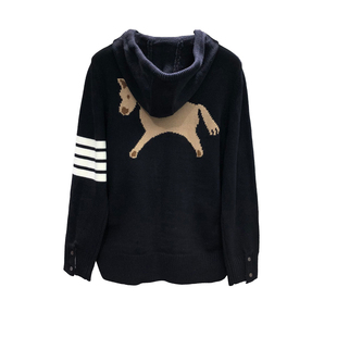 tb针织外套连帽拉链开衫毛衣男女同款情侣装小马嵌花卫衣秋冬款