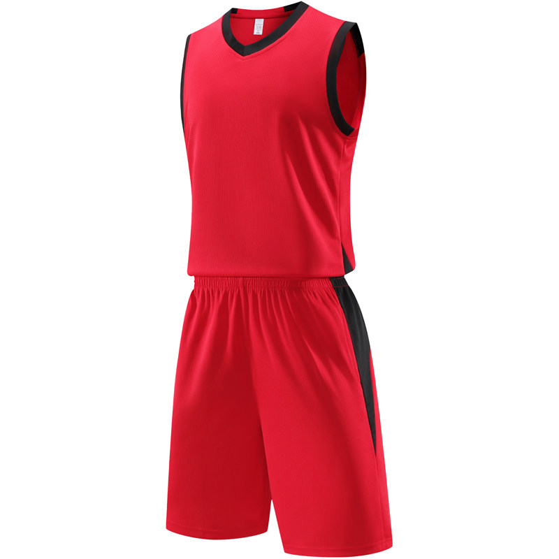 成人儿童篮球服套装球衣夏季背心比赛训练队服定制印字 612红色