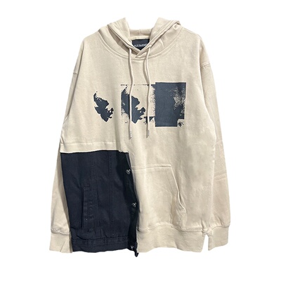 秋装新款拼接小众连帽卫衣
