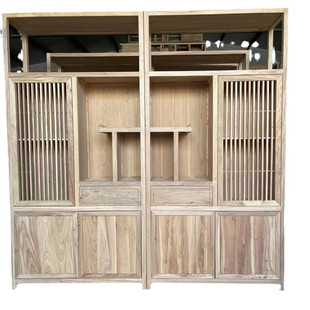 新中式展示架白茬北榆木博古架白胚实木陈列架收纳储藏茶叶多宝阁