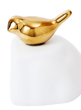 新中式陶瓷山鸟摆件博古架书档