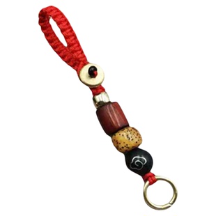 手工饰品创意吊坠扣平结绳红木星月菩提桶珠金属环半成品钥匙扣绳