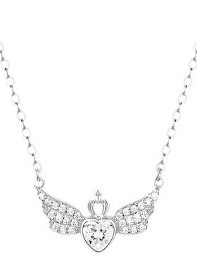 天使降临默默守护纯银项链