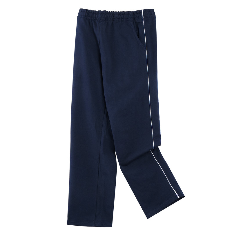 儿童运动裤小学生冬季藏青色男女童一道两条杠加绒学生直筒校服裤