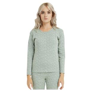 雪竹内衣棉印花女士保暖圆领秋衣秋裤中老年厚棉毛衫套装18950