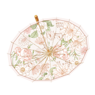 复古16骨雨伞加大加固彩胶太阳伞女防晒紫外线双人抗风结实遮阳伞