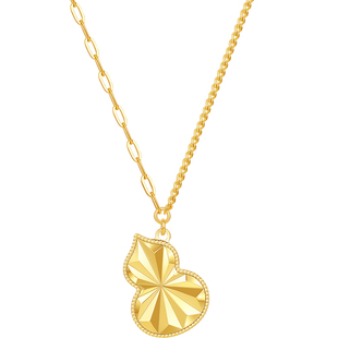 周六福项链女葫芦链坠S925银黄金色高级感小众新年礼物送女友