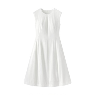 森马连衣裙女夏季圆领纯色无袖小黑裙气质简约时尚通勤百搭背心裙