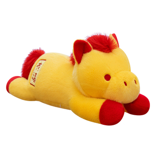 2026马年抱枕长条枕头睡觉夹腿可爱小马毛绒玩具公仔黄色福字玩偶