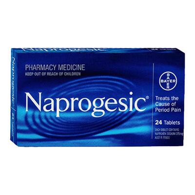 Naprogesic拜耳Bayer痛经小蓝片萘普生女性生理期镇痛止疼布洛芬