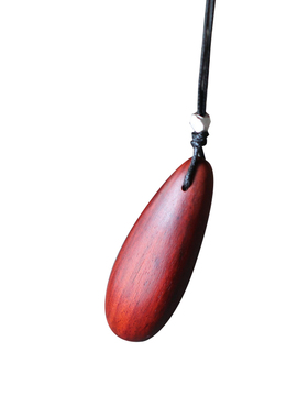 原创手工文艺风红檀木挂饰毛衣链