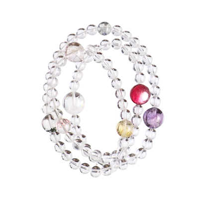 天然水晶手链绿幽灵手串金草莓