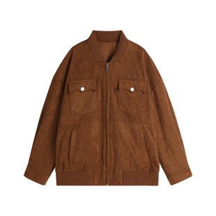 布丁哈鲁童装上衣2026秋季新款青少年休闲梭织牛皮绒外套