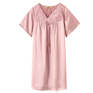 【断码清仓】美标女士夏天真丝睡衣100%桑蚕丝绸睡裙性感家居服春