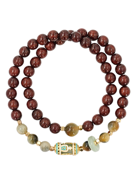 庙街紫檀琉璃双圈手串