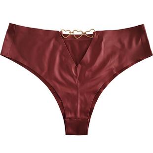 半包臀女生蜜桃臀高颜值无痕低腰爱心型半丁镂空欧美性感三角内裤