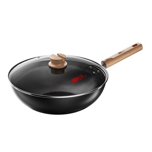 中康有钛铁锅不粘锅无涂层精铁炒锅家用炒菜锅电磁炉燃气灶专用