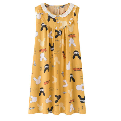 棉绸人造棉夏季宽松大码无袖睡裙