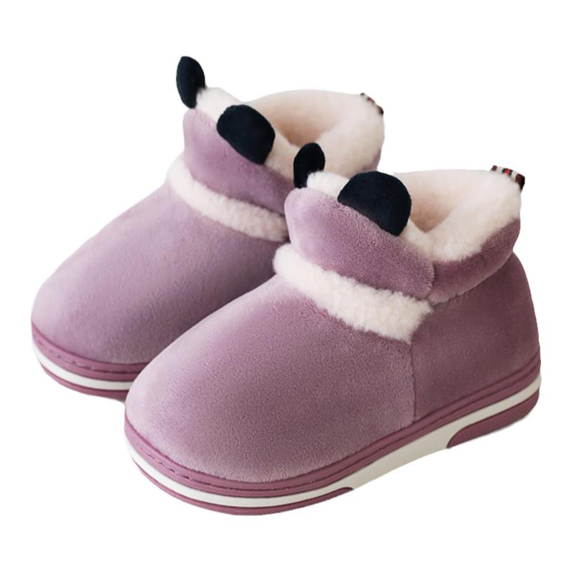 冬季儿童中大童加绒加厚高包跟棉拖鞋居家外穿男女童防滑保暖棉鞋