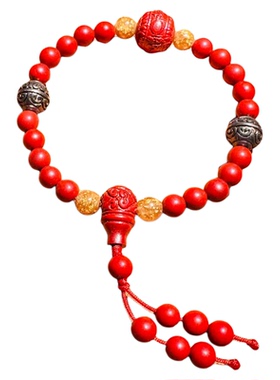 正品朱砂六字真言纯银佩珠小张师傅老店定制手串饰品