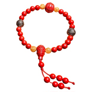 正品朱砂六字真言纯银佩珠小张师傅老店定制手串饰品