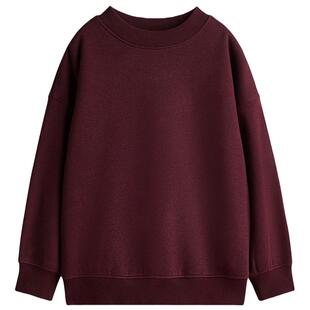 HM童装儿童女童卫衣红色加绒内搭打底外穿套衫1246179