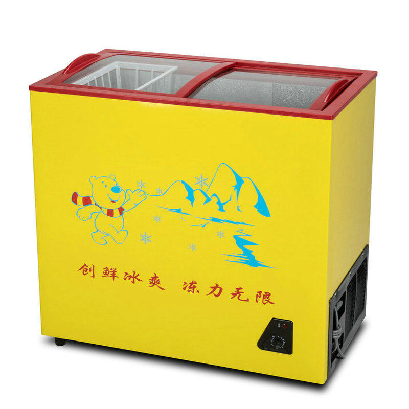 雪糕柜展示柜商用卧式冰柜玻璃盖推拉门小冷柜透明全冷冻冷藏冷柜