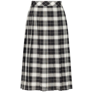 FF仿佛半身裙2025秋冬新品黑白格纹裙子复古收腰显瘦气质A字裙女