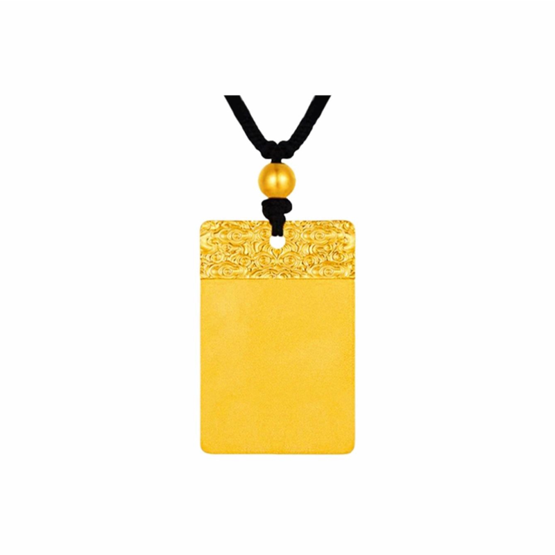 古法传承足金包银祥云无事牌吊坠爆款平安无事方牌挂坠项链男女款