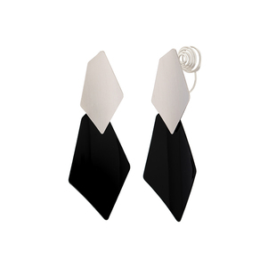 金属撞色五边形吊坠耳环气质独特创意冷淡风夸张无耳洞蚊香盘耳夹